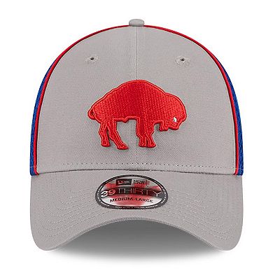 Men's New Era Gray Buffalo Bills Throwback Pipe 39THIRTY Flex Hat