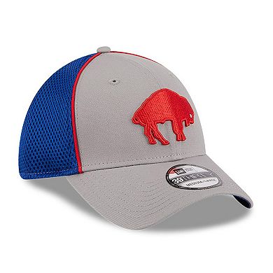 Men's New Era Gray Buffalo Bills Throwback Pipe 39THIRTY Flex Hat