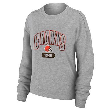 Women's WEAR by Erin Andrews  Heather Gray Cleveland Browns Plus Size Knitted Tri-Blend Long Sleeve T-Shirt & Pants Lounge Set