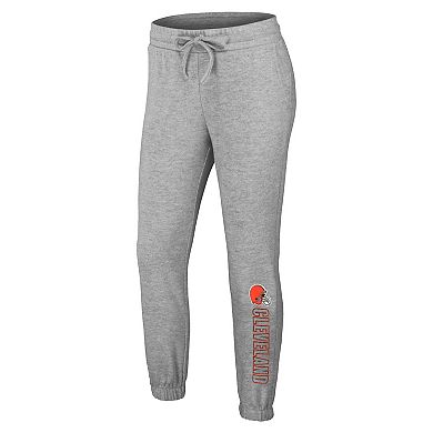 Women's WEAR by Erin Andrews  Heather Gray Cleveland Browns Plus Size Knitted Tri-Blend Long Sleeve T-Shirt & Pants Lounge Set