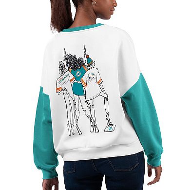 Women's G-III 4Her by Carl Banks White Miami Dolphins A-Game Pullover Sweatshirt