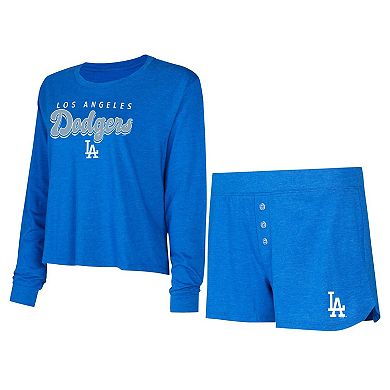 Women's Concepts Sport  Royal Los Angeles Dodgers Meter Knit Long Sleeve T-Shirt & Shorts Set