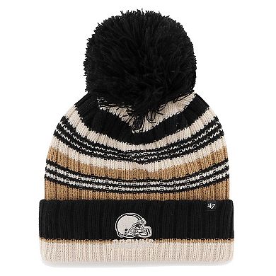 Women's '47 Natural Cleveland Browns Barista Cuffed Knit Hat with Pom