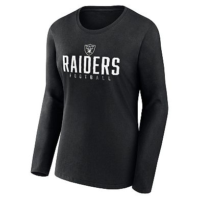 Women's Fanatics Branded Black Las Vegas Raiders Plus Size Foiled Play Long Sleeve T-Shirt