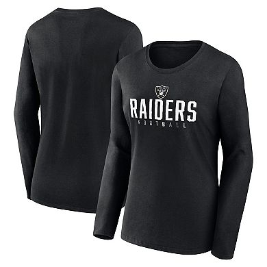 Women's Fanatics Branded Black Las Vegas Raiders Plus Size Foiled Play Long Sleeve T-Shirt