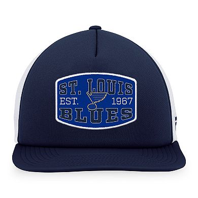 Men's Fanatics Branded Navy/White St. Louis Blues Foam Front Patch Trucker Snapback Hat