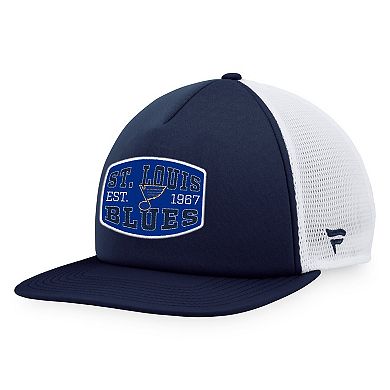 Men's Fanatics Branded Navy/White St. Louis Blues Foam Front Patch Trucker Snapback Hat
