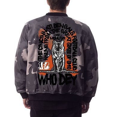 Unisex The Wild Collective Gray Cincinnati Bengals Camo Bomber Jacket