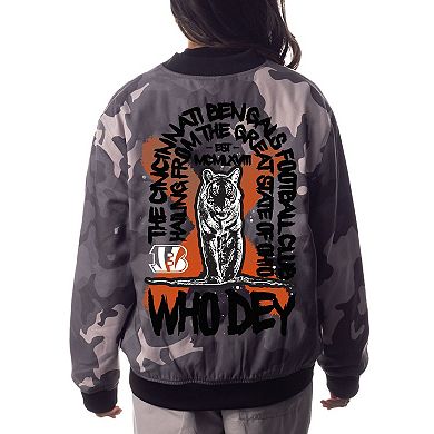 Unisex The Wild Collective Gray Cincinnati Bengals Camo Bomber Jacket