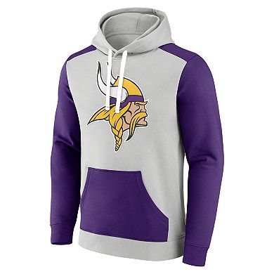Men's Fanatics Branded Silver/Purple Minnesota Vikings Big & Tall Team Fleece Pullover Hoodie