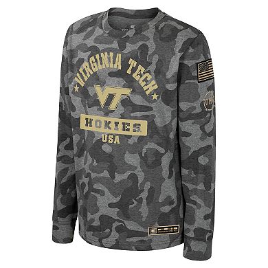 Youth Colosseum Camo Virginia Tech Hokies OHT Military Appreciation Dark Star Long Sleeve T-Shirt