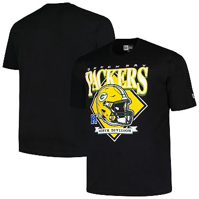 Men's New Era  Black Green Bay Packers Big & Tall Helmet T-Shirt