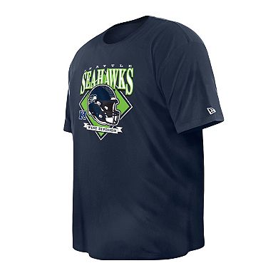 Men's New Era College Navy Seattle Seahawks Big & Tall Helmet T-Shirt