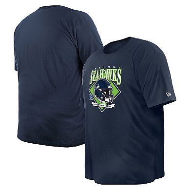 Men's New Era College Navy Seattle Seahawks Big & Tall Helmet T-Shirt
