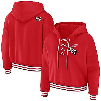 Women's WEAR by Erin Andrews  Red Detroit Red Wings Lace-Up Pullover Hoodie