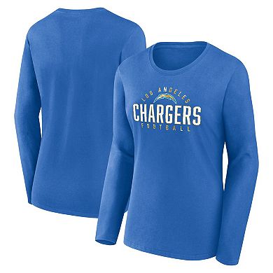 Women's Fanatics Branded Powder Blue Los Angeles Chargers Plus Size Foiled Play Long Sleeve T-Shirt