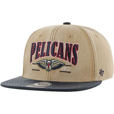 Men's '47 Khaki/Navy New Orleans Pelicans Chilmark Captain Snapback Hat