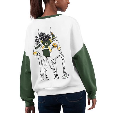 Women's G-III 4Her by Carl Banks White Green Bay Packers A-Game Pullover Sweatshirt