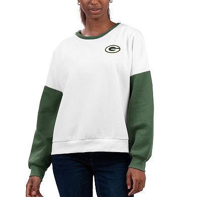 Women's G-III 4Her by Carl Banks White Green Bay Packers A-Game Pullover Sweatshirt