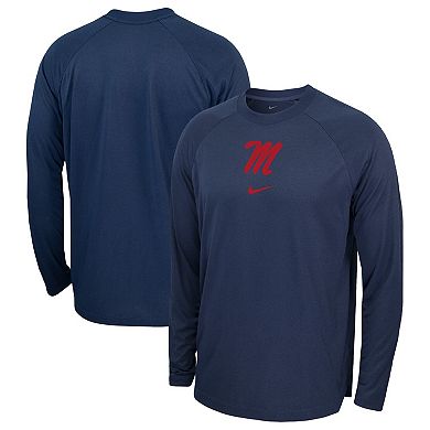 Men's Nike  Navy Ole Miss Rebels Basketball Spotlight Raglan Performance Long Sleeve T-Shirt