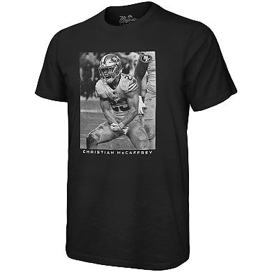 Men's Majestic Threads Christian McCaffrey Black San Francisco 49ers Oversized Player Image T-Shirt