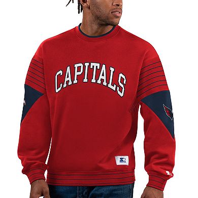 Men's Starter  Red Washington Capitals Faceoff Pullover Sweatshirt
