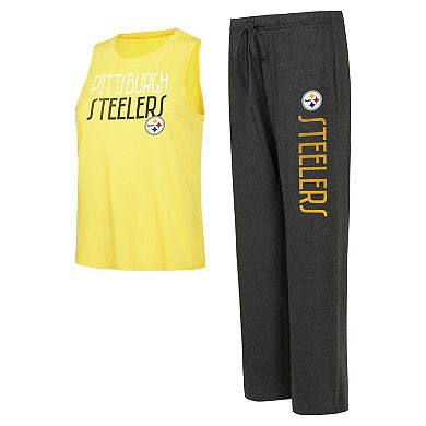 Women's Concepts Sport Black/Gold Pittsburgh Steelers Muscle Tank Top & Pants Lounge Set