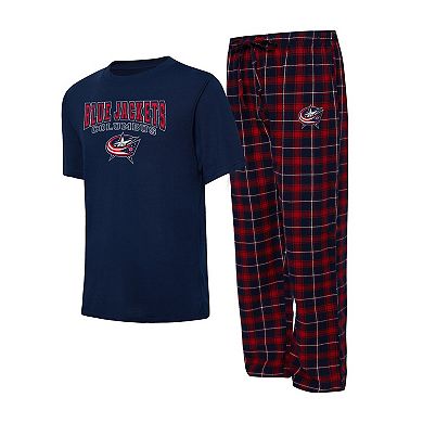 Men's Concepts Sport Navy/Red Columbus Blue Jackets Arctic T-Shirt & Pajama Pants Sleep Set