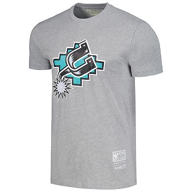 Unisex Mitchell & Ness Heather Gray San Antonio Spurs Hardwood Classics MVP Throwback Logo T-Shirt