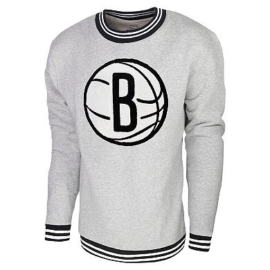 Men's Stadium Essentials Heather Gray Brooklyn Nets Club Level Pullover Sweatshirt