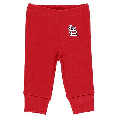 Newborn & Infant Gray/White/Red St. Louis Cardinals Three-Piece Turn Me Around Bodysuits & Pant Set