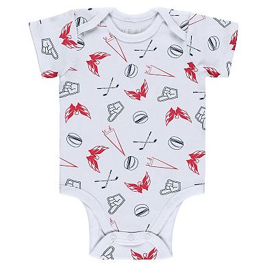Newborn & Infant Gray/White/Red Washington Capitals Three-Piece Turn Me Around Bodysuit & Pants Set