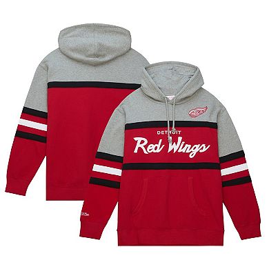 Men's Mitchell & Ness Red/Gray Detroit Red Wings Head Coach Pullover Hoodie