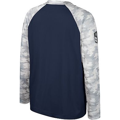 Youth Colosseum Navy/Camo West Virginia Mountaineers OHT Military Appreciation Dark Star Raglan Long Sleeve T-Shirt