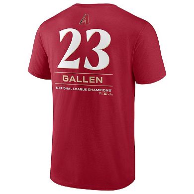 Men's Fanatics Branded Zac Gallen Red Arizona Diamondbacks 2023 World Series Name & Number T-Shirt