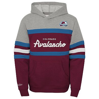 Youth Mitchell & Ness Gray Colorado Avalanche Head Coach Pullover Hoodie