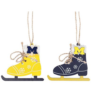 The Memory Company Michigan Wolverines Two-Pack Ice Skate Ornament Set
