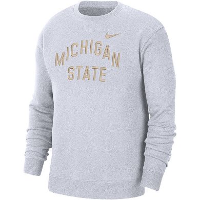 Men's Nike White Michigan State Spartans Campus Pullover Sweatshirt