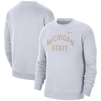 Men's Nike White Michigan State Spartans Campus Pullover Sweatshirt