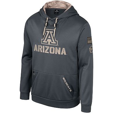 Men's Colosseum Charcoal Arizona Wildcats OHT Military Appreciation Pullover Hoodie