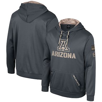 Men's Colosseum Charcoal Arizona Wildcats OHT Military Appreciation Pullover Hoodie