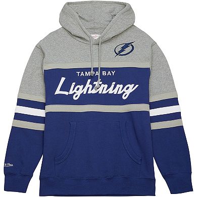 Men's Mitchell & Ness Blue/Gray Tampa Bay Lightning Head Coach Pullover Hoodie