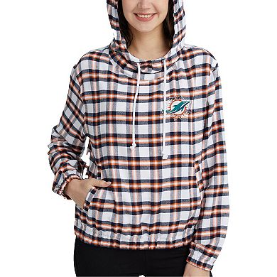 Women's Concepts Sport Navy/Orange Miami Dolphins Sienna Flannel Long Sleeve Hoodie Top