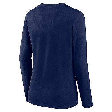Women's Fanatics Branded Navy Denver Broncos Plus Size Foiled Play Long Sleeve T-Shirt