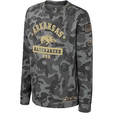 Youth Colosseum Camo Arkansas Razorbacks OHT Military Appreciation Dark Star Long Sleeve T-Shirt
