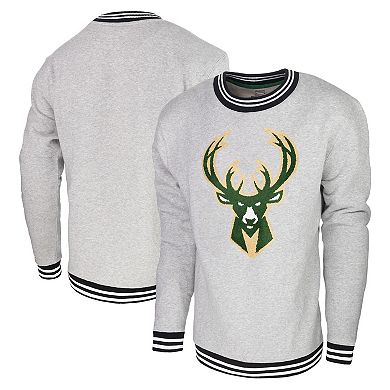 Men's Stadium Essentials Heather Gray Milwaukee Bucks Club Level Pullover Sweatshirt