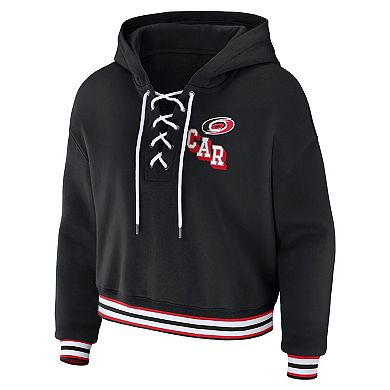 Women's WEAR by Erin Andrews  Black Carolina Hurricanes Lace-Up Pullover Hoodie