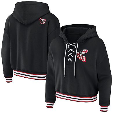 Women's WEAR by Erin Andrews  Black Carolina Hurricanes Lace-Up Pullover Hoodie