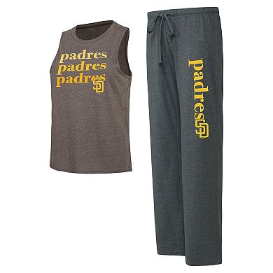 Women's Concepts Sport Charcoal/Brown San Diego Padres Meter Muscle Tank Top and Pants Sleep Set