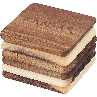 The Memory Company Kansas Jayhawks 6-Pack Acacia Wood Coaster Set